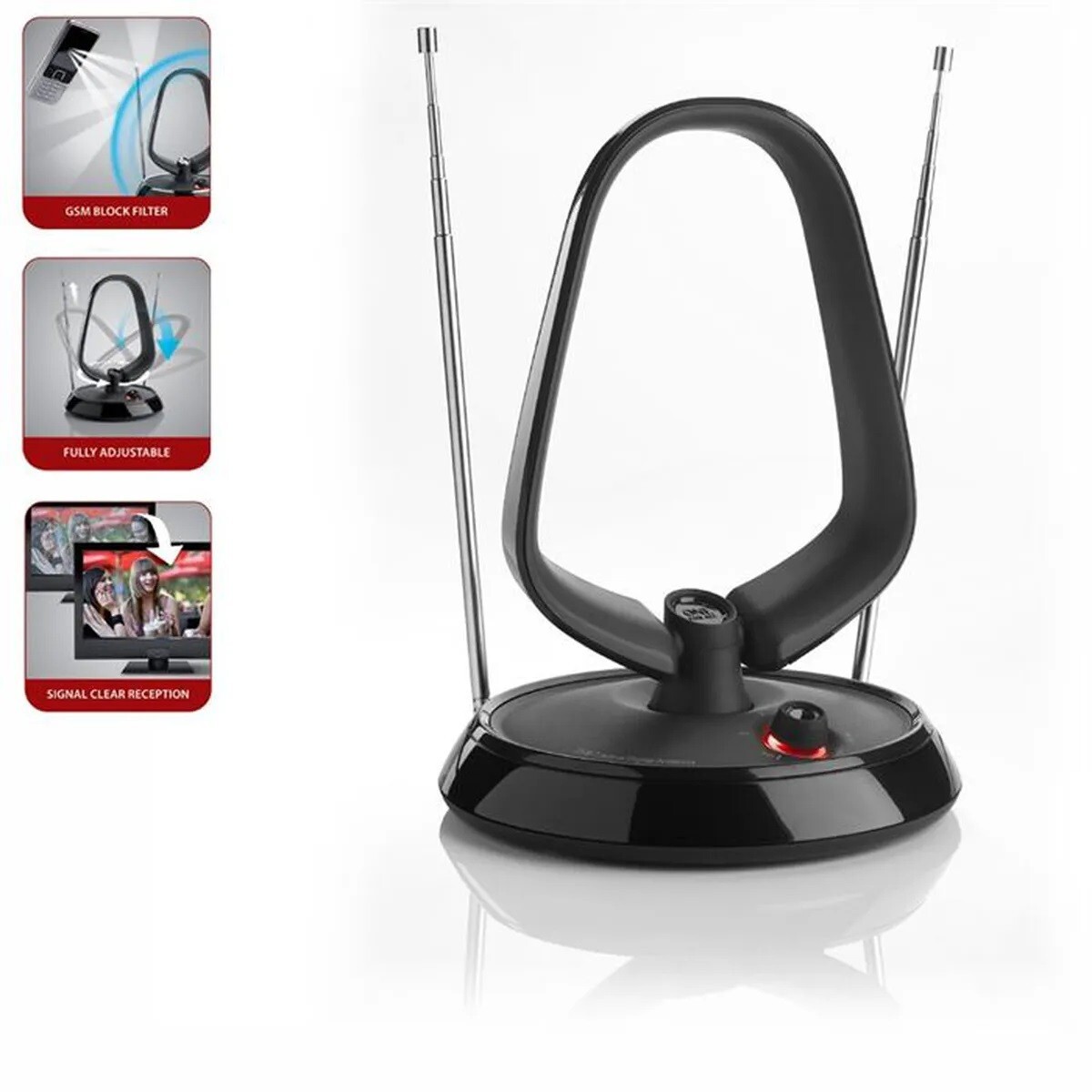 Antenne TV TNT HD ONE FOR ALL SV9143 intérieure amplifiée noire