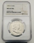 1957-D Franklin Half Dollar NGC MS 64 FBL #3392