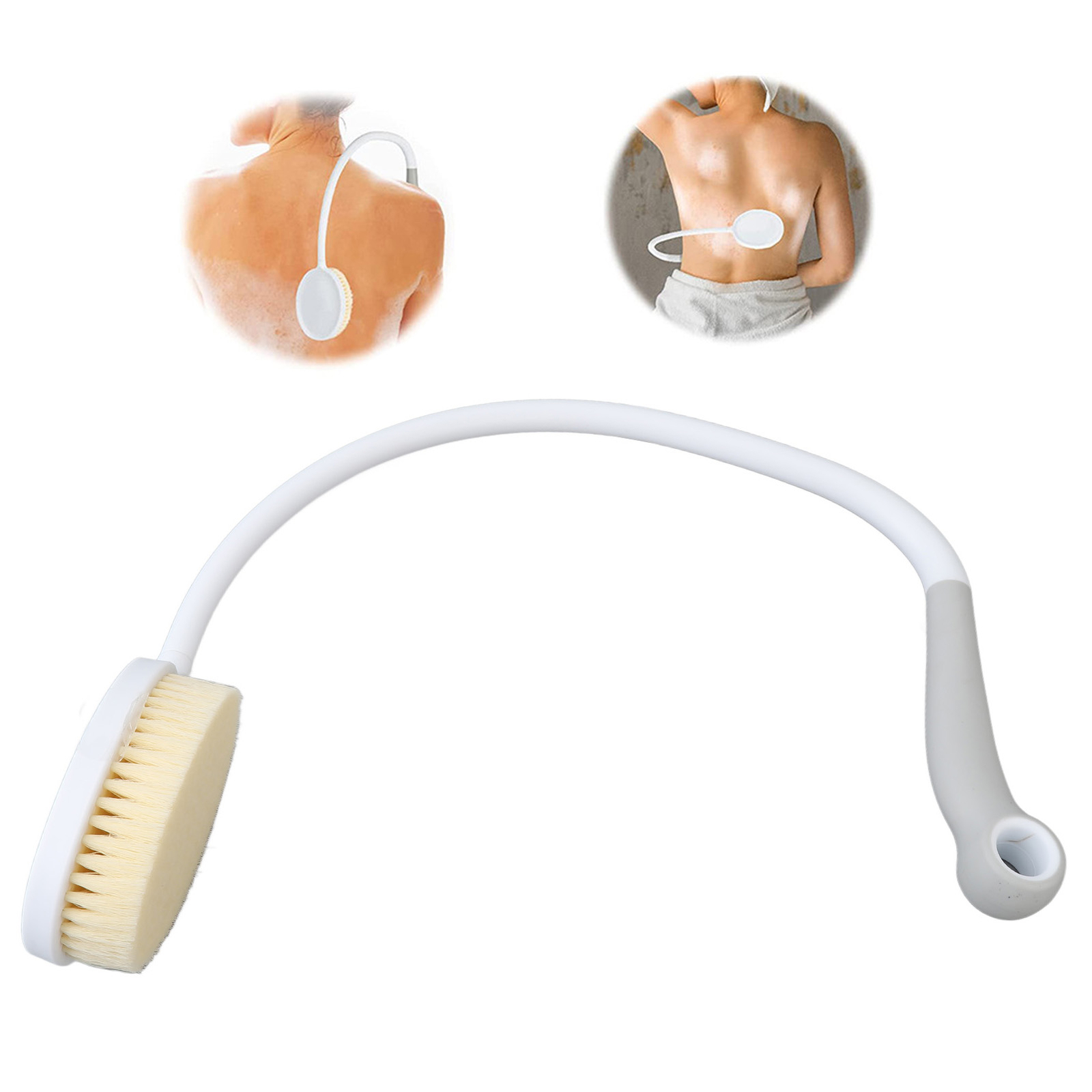 Curved Back Scrubber U Shaped Bendable Back Bath Brush With Long Curved