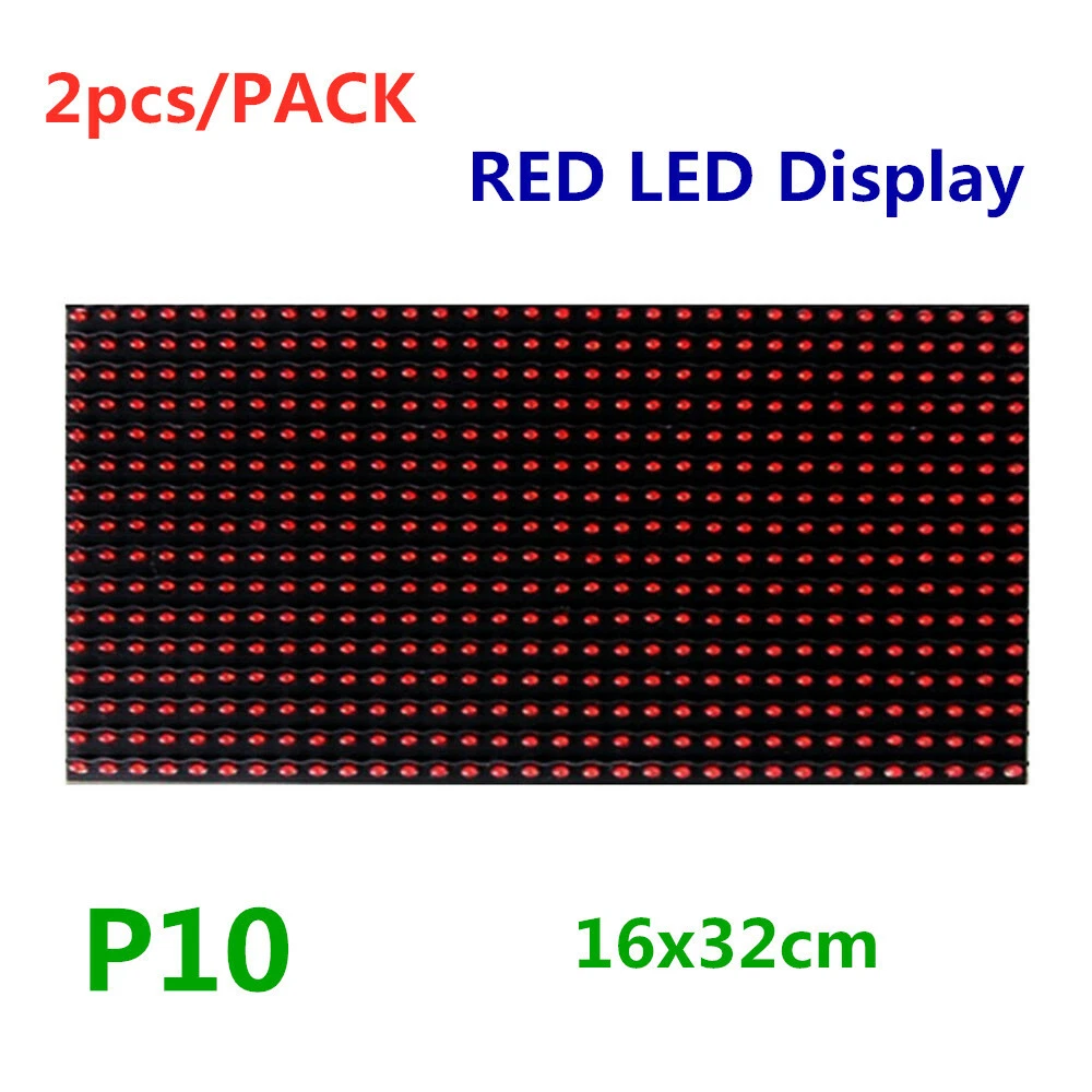 2PCS RED LED Display P10 Dot Matrix Module Red Sign 32x16 LED Matrix Display