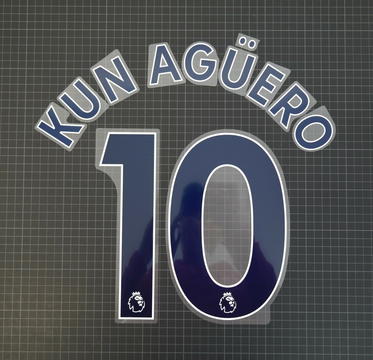 KUN AGUERO #10 2017-2023 Player Size Premier League Blue Nameset