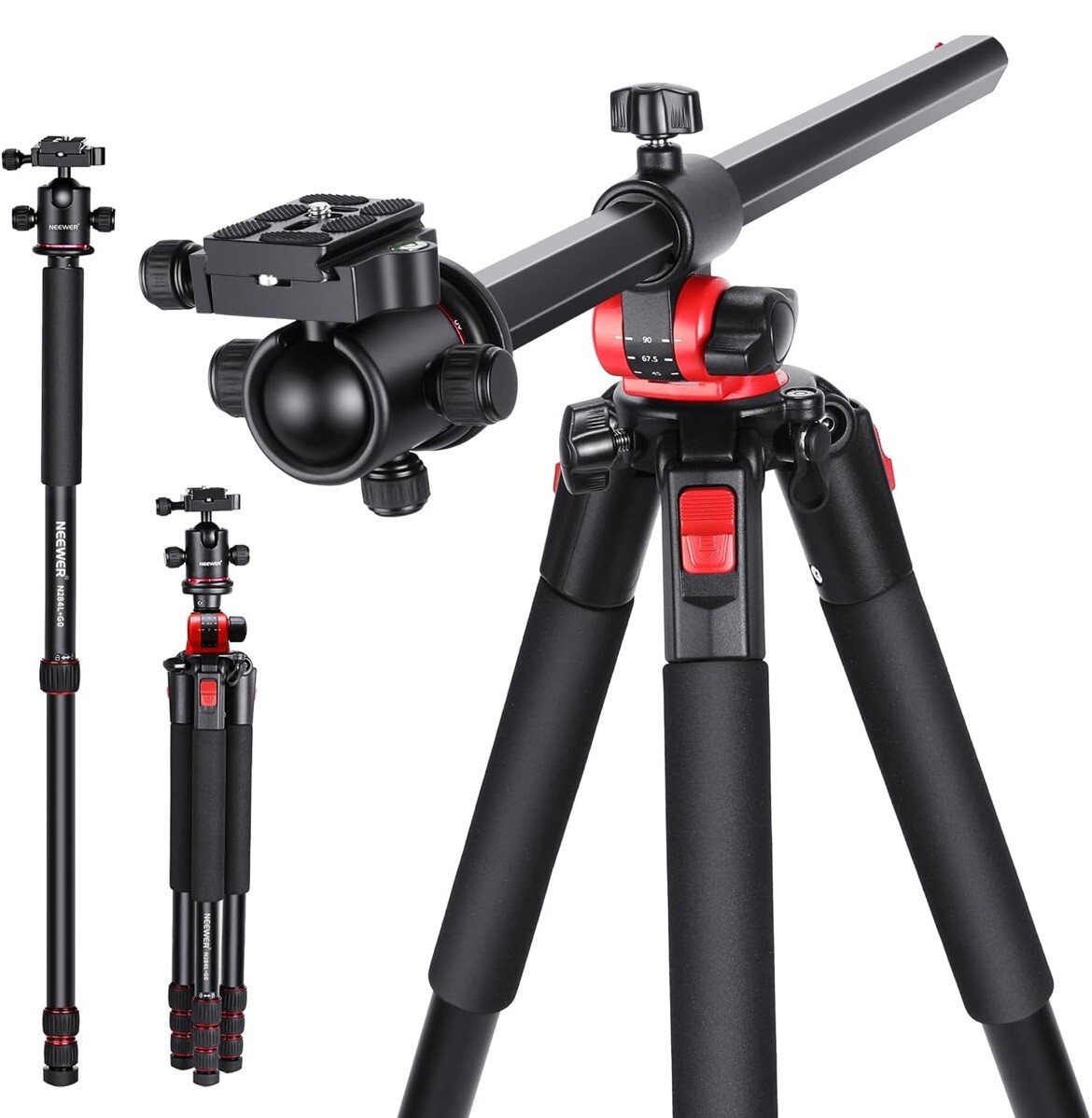 NEEWER 72 inch Camera Tripod Monopod with Center Column and Ball Head Aluminum
