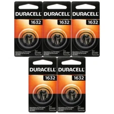 Duracell CR1632 3 Volt Lithium Coin Battery (Pack of 5) 