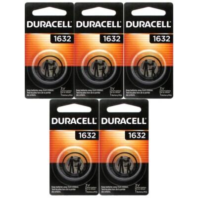 Duracell CR1632 3 Volt Lithium Coin Battery (Pack of 5)