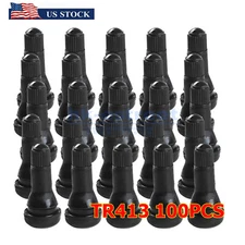 100PCS Tire VALVE STEMS TR 413 Snap-In Car Auto Short Rubber Tubeless Tyre Black