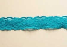 CRAFT-SEWING-LACE 3mtrs x 25mm Bright Blue/Green Elastic Lace