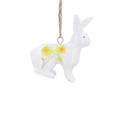 Gisela Graham Keramik Narzissen Design hängendes Kaninchen Ostern Wohndekoration