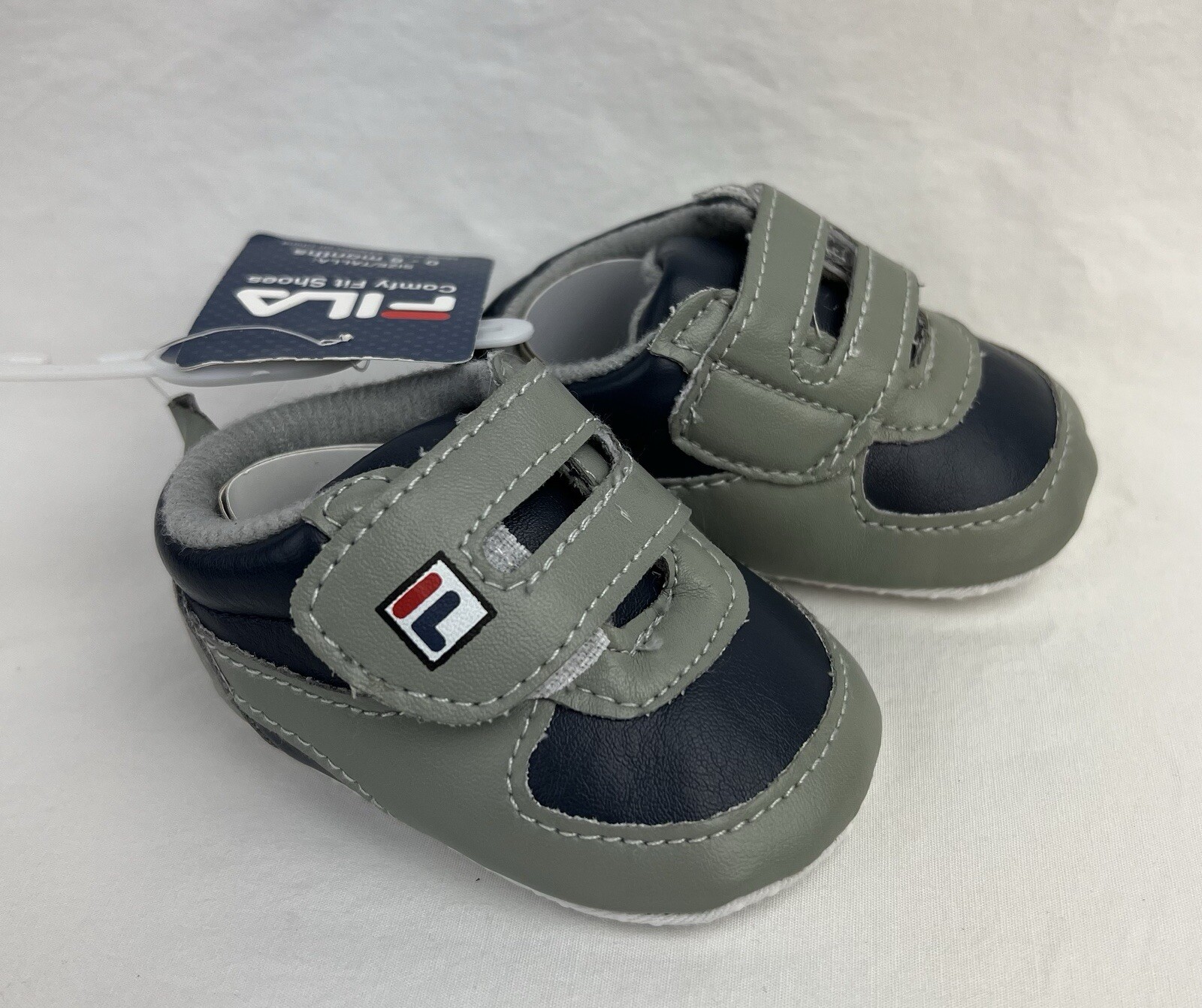 PONY SCARPE CULLA FILA PRE WALKER NUOVE CON ETICHETTE NEONATO BAMBINO BAMBINO 0 6 MESI GRIGIO BLU