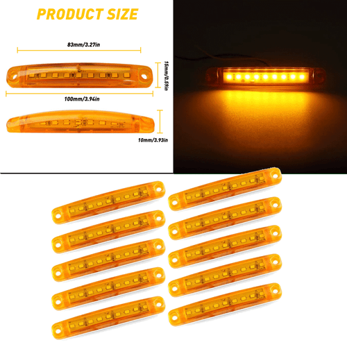 10X Amber LED Side Marker Lights Bullet Clearance Light Truck Trailer Wateproof - Picture 1 of 12