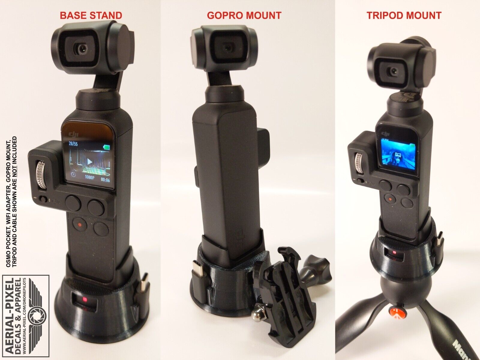 Dji Osmo Pocket Wifi Module Compatible Tripod Gopro Mount Flex Rubber 3dprint Ebay