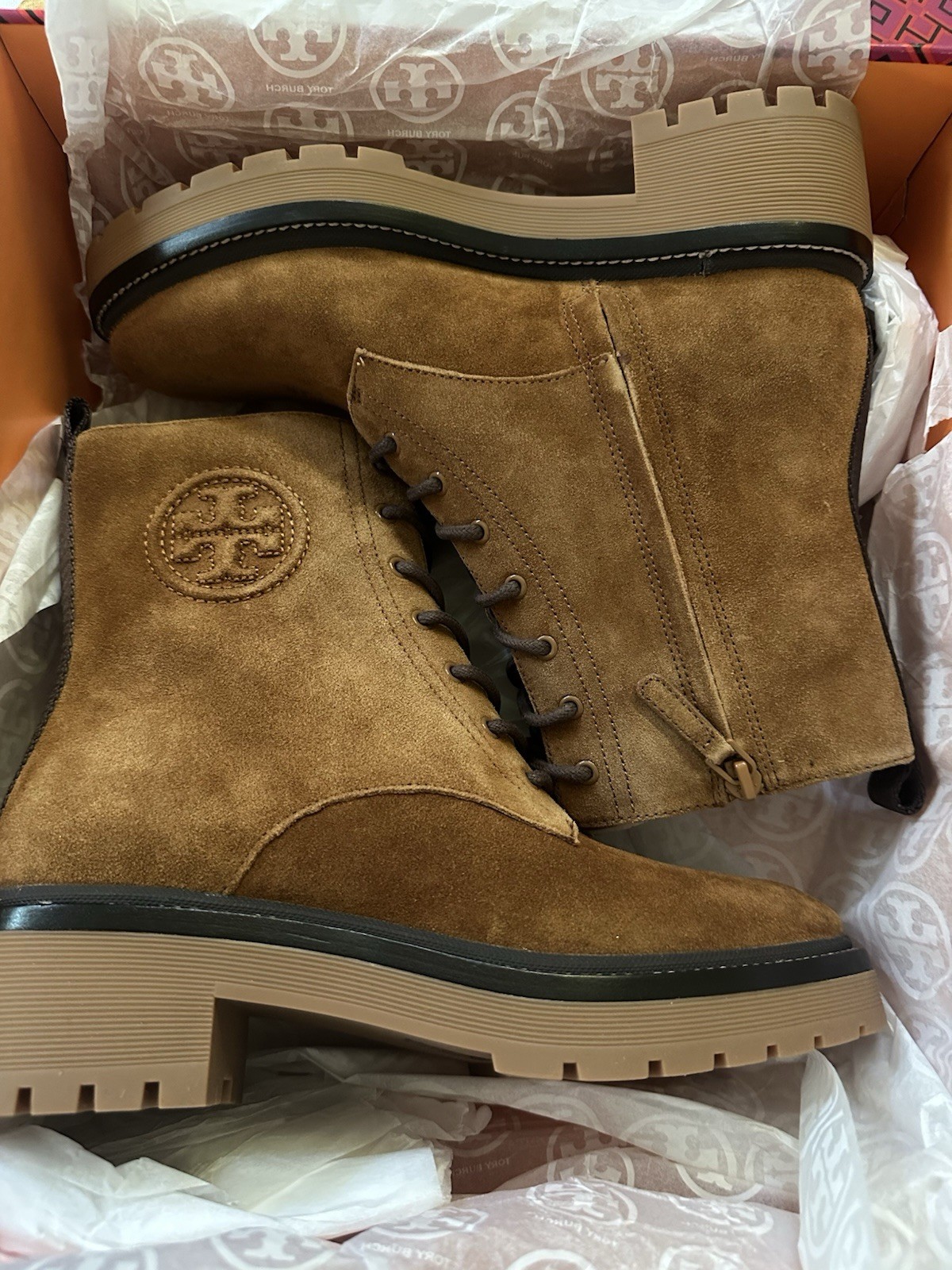 SAOLA NUOVO stivaletto Tory Burch Miller 50 mm suola a strappo taglia 7 5 donna camoscio