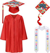 Kindergarten Graduation Gown Cap and Gown Set with Tassel Glitter Preschool Kids