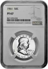 1961 50C Proof Silver Franklin Half Dollar NGC Graded PF 67 in New Holder