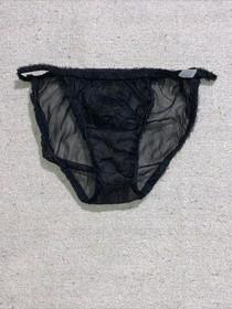Vintage Kayser Sheer Nylon Sissy Panties Black Chantilly Frilly Lace Trim 6 M