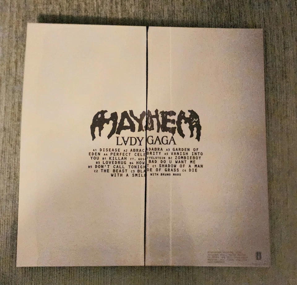 MAYHEM •Lady Gaga • Split Orange and Black liquid Vinyl • 2LP Bad World Records - Image 3 of 4