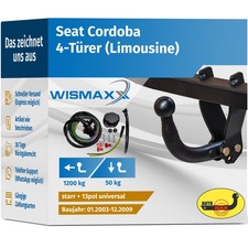 ANHÄNGERKUPPLUNG starr für Seat Cordoba 4 Türer 03-09 +13pol E-Satz ABE