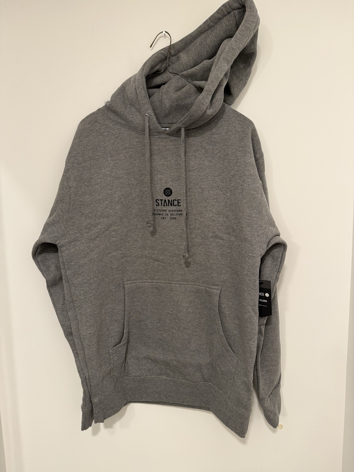 New STANCE Men's Pullover Icon Heavyweight Hoodie Ivory Size Small