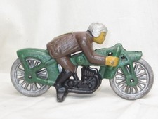 vintage cast iron Hubley motorcycle racer racing number 7 bike green brown