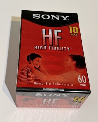 10 Pack Sony HF 60 Minute High Fid. Normal Bias Audio Cassette Tapes New