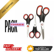 Scissors Stainless Steel General Household Plastic Handle 3 Pack different Size