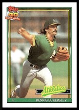 Dennis Eckersley 1991 Topps #250 Athletics MLB READ FREE SHIPPING AutographDen