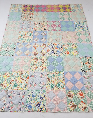 Vintage Handarbeit schöne Fliege Muster bunte Decke 83x62 Zoll