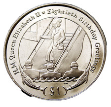 BRITISH VIRGIN ISLANDS 2006 DOLLAR, QEII 80th ANNIV, Queen on Aircraft Steps, BU