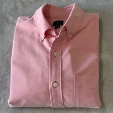 J Crew Factory Flex Pink Oxford Button Down Shirt Men's M Slim Fit Long Sleeve