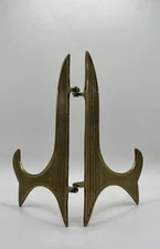 VTG Brass Pin Hinged Picture Book Plate Art Easel Stand MCM 5.5”