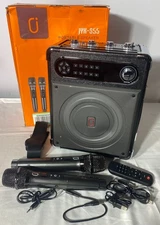JYX-S55 Karaoke Speaker System w/ 2 Wireless Mics Bluetooth Portable Preowned