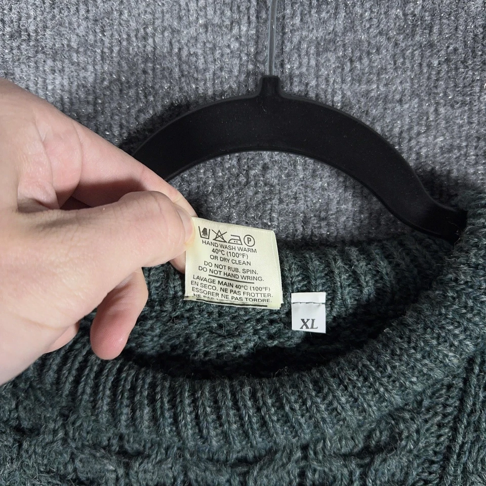 Suéter Aran Country Para Hombre Extra Grande Verde Tejido con Cable Hecho en Irlanda Pescador Foto 4 de 4