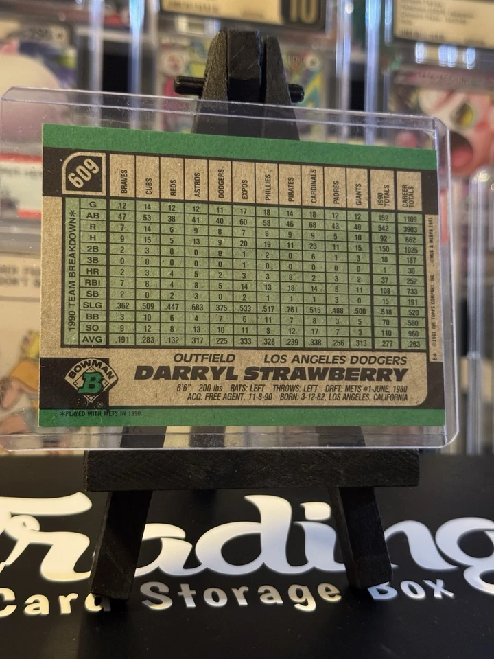 1991 Bowman - Darryl Strawberry #609, Freshly Broken Case, Near Mint or Better - Image 2 of 2