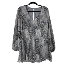 SMYM Show Me Your Mumu V Neck Mini Dress or Tunic Size Large Small Grey