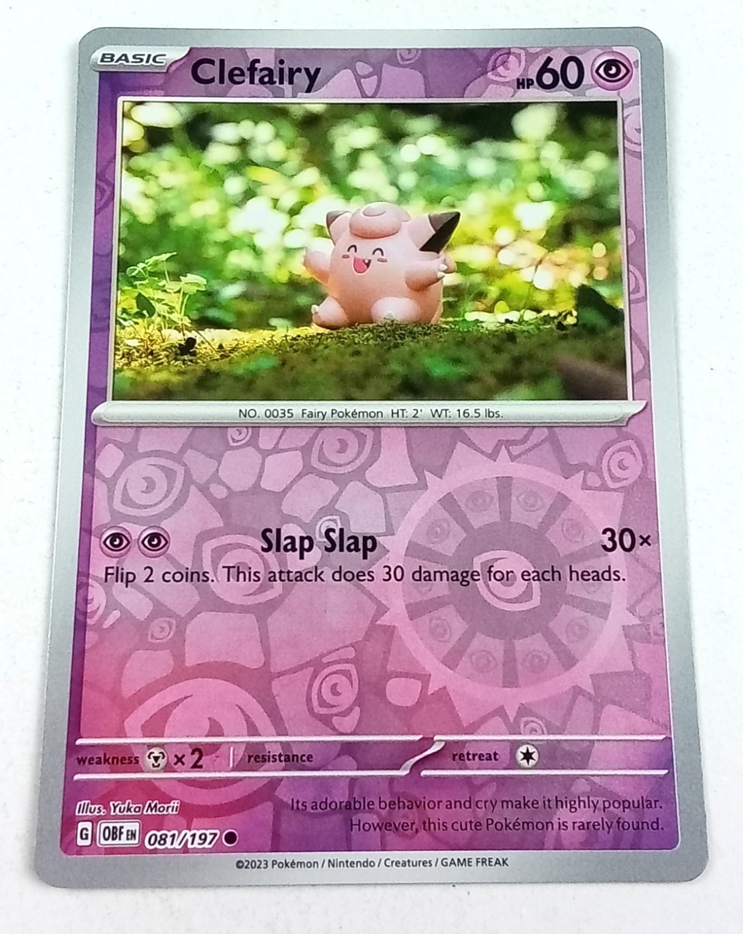Clefairy 81/197 Obsidian Flames Reverse Holo Pokémon Card 2023