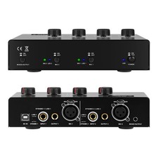 Microphone Preamp Mic Booster 4 Input Max 25db DI Box with 48V Phantom Power ...