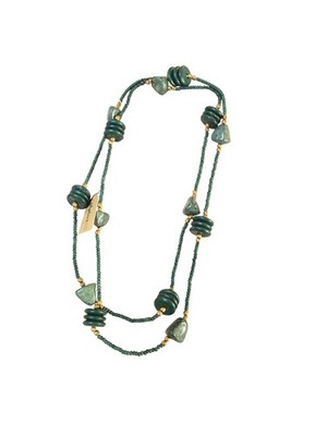 Stephan & Co Women's Green Resin Stone Long Strand Beaded Necklace NWT