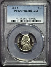 1986-S Jefferson Nickel - PCGS PR69DCAM
