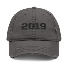 Vintage Distressed Dad Hat with 2019 Embroidery, Casual Cap for Dads, Stylish Gi