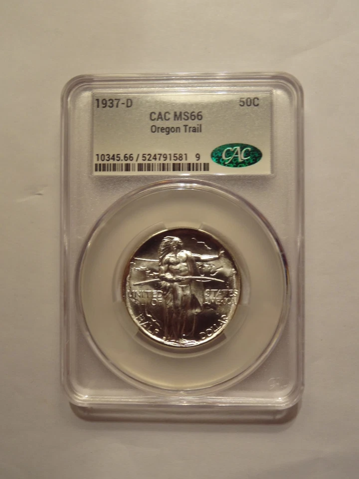 1937 D OREGON COMMEMORATIVE HALF DOLLAR, CACG MS 66, THE PREMIUM GRADING SERVICE - Image 3 of 3