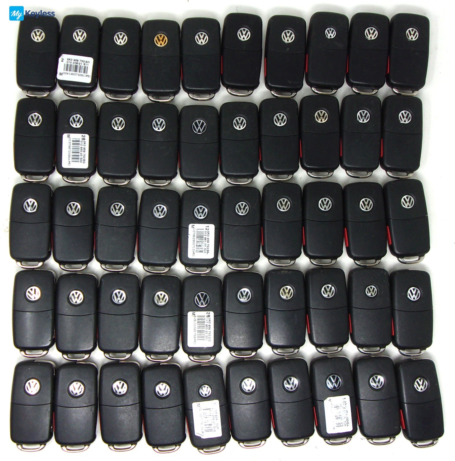 50x Mixed Lot Used OEM VW Volkswagen 4 Button Keyless Flip Keys Side Panic Mixed - second product detail image