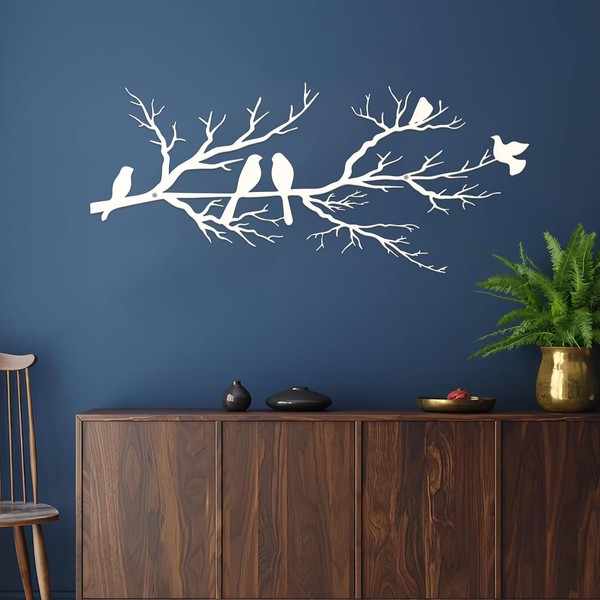 Wanddekoration VöGel Metall Silhouette Wandskulptur Groß Weiß FüR AußEnbereich-image