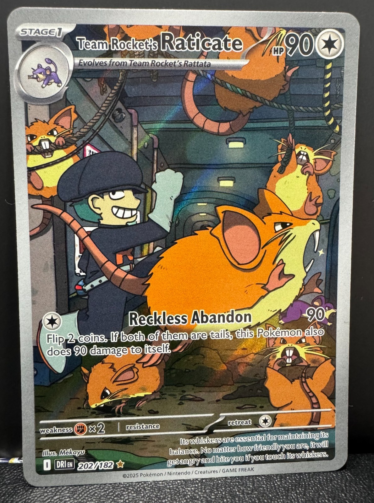 Team Rocket's Raticate 202/182 Sv10: Destined Rivals IR NM