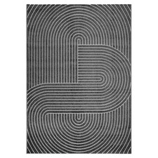 In- u. Outdoorteppich Teppich Polypropylen Japandimuster Anthrazit 160 x 220 cm