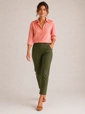 NEW 7th Ave Pants Size L Olive Elastic Waist Pockets New York  Company Stretch