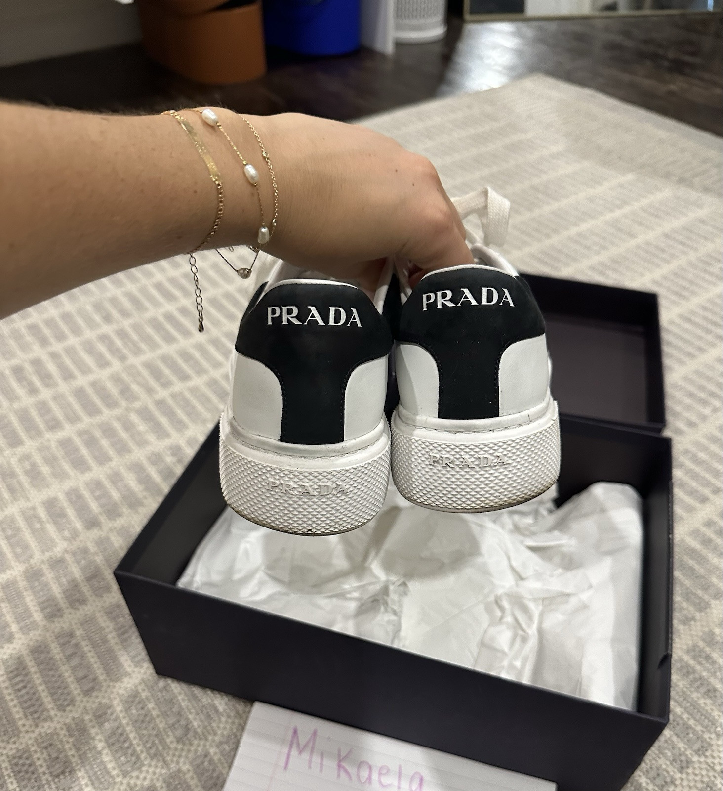 Prada White Leather High-Top Sneakers for Men