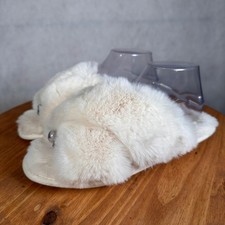 Auden Faux Fur Slide Slippers Women M 7/8 Cream New Crisscross Plush Loungewear