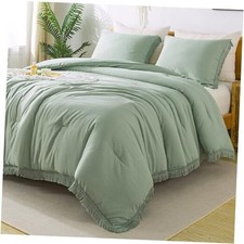 Queen Comforter Set Sage Green, 3 Pieces Boho Queen 90"x90" 03 - Sage Green
