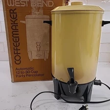 West Bend Harvest Gold Coffee Party Percolator Automatic Yellow 12 to 30 Cup VTG