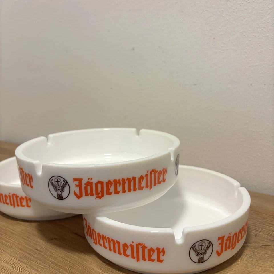 Jägermeister Aschenbecher Set 3 Stück Ø 12 cm Keramik Vintage 80er NOS - Bild 2 von 4