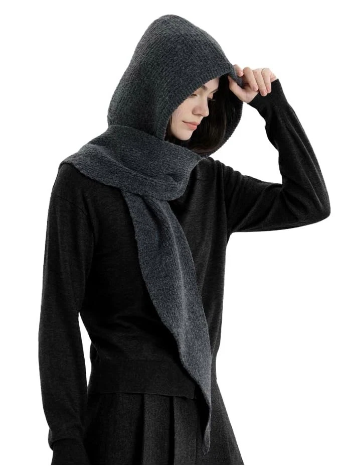 Women Knit 2-in-1 Hat and Scarf Winter Hat Scarf for Women Warm Shawl Wrap wi...